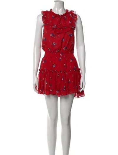 Pre-owned Misa Floral Print Mini Dress In Red