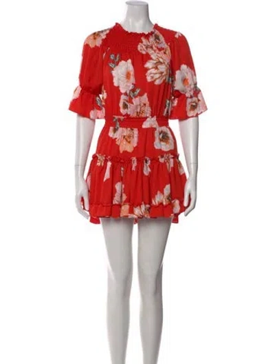 Pre-owned Misa Floral Print Mini Dress In Red