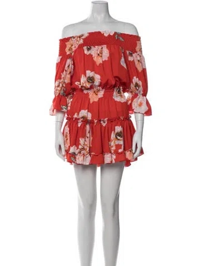 Pre-owned Misa Floral Print Mini Dress In Red