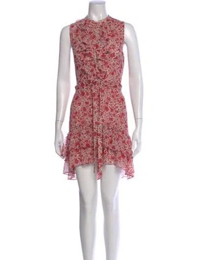 Pre-owned Misa Floral Print Mini Dress In Red