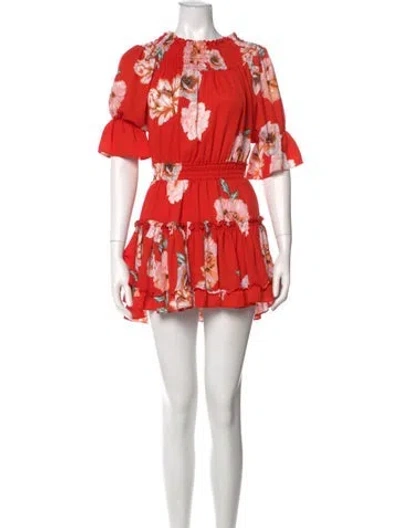 Pre-owned Misa Floral Print Mini Dress In Red