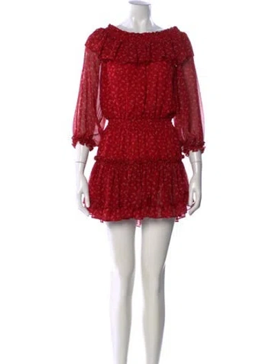 Pre-owned Misa Floral Print Mini Dress In Red
