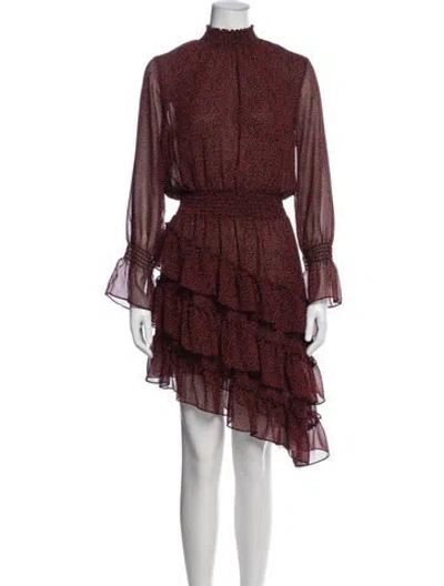 Pre-owned Misa Floral Print Mini Dress In Red