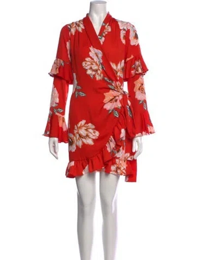 Pre-owned Misa Floral Print Mini Dress In Red
