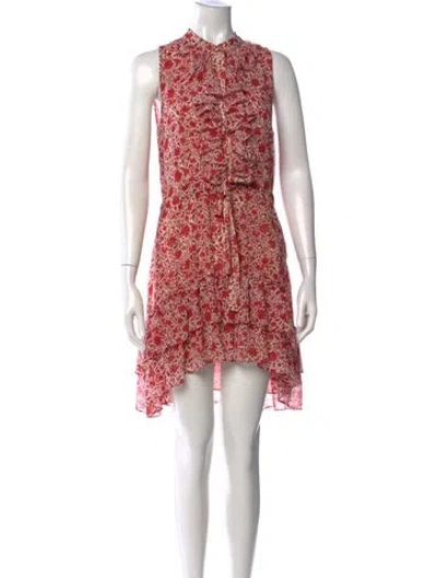 Pre-owned Misa Floral Print Mini Dress In Red