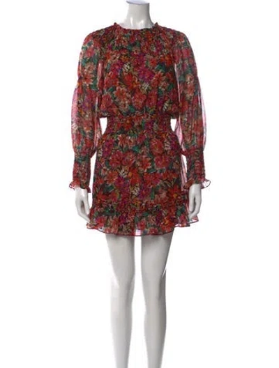 Pre-owned Misa Floral Print Mini Dress In Red