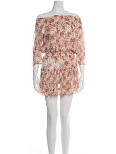 Pre-owned Misa Floral Print Mini Dress In Red