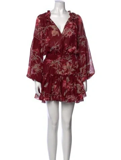 Pre-owned Misa Floral Print Mini Dress In Red