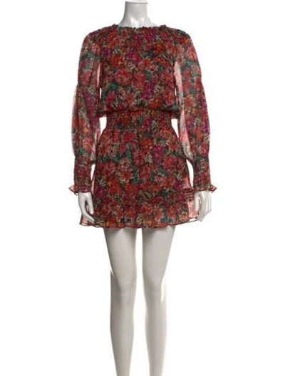 Pre-owned Misa Floral Print Mini Dress In Red