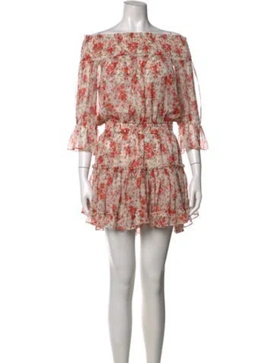 Pre-owned Misa Floral Print Mini Dress In Red
