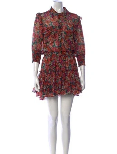 Pre-owned Misa Floral Print Mini Dress In Red