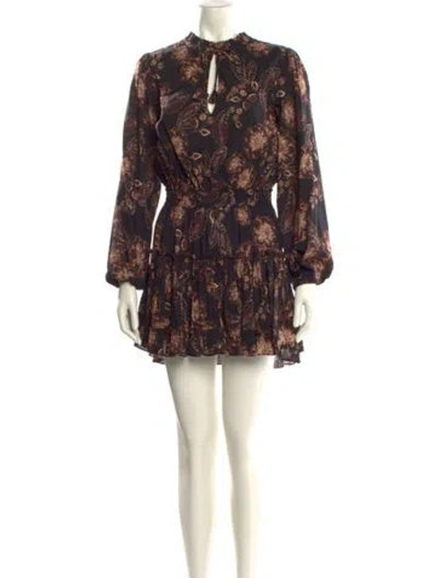 Pre-owned Misa Floral Print Mini Dress W/ Tags In Black
