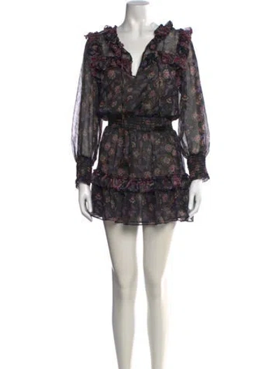 Pre-owned Misa Floral Print Mini Dress W/ Tags In Black