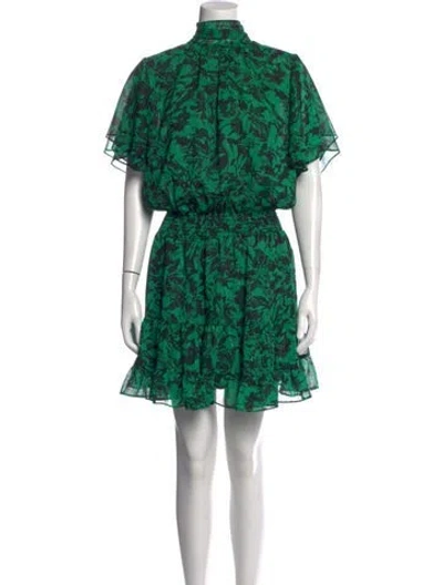 Pre-owned Misa Floral Print Mini Dress W/ Tags In Black/green
