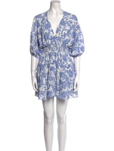 Pre-owned Misa Floral Print Mini Dress W/ Tags In Blue