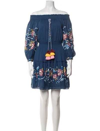 Pre-owned Misa Floral Print Mini Dress W/ Tags In Blue