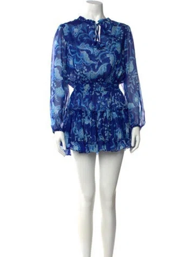 Pre-owned Misa Floral Print Mini Dress W/ Tags In Blue
