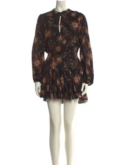 Pre-owned Misa Floral Print Mini Dress W/ Tags In Brown