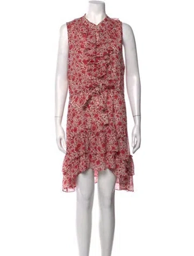Pre-owned Misa Floral Print Mini Dress W/ Tags In Burgundy/red/white