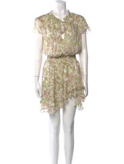 Pre-owned Misa Floral Print Mini Dress W/ Tags In Green