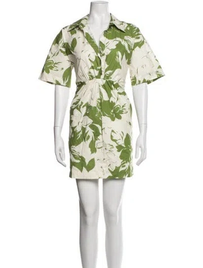 Pre-owned Misa Floral Print Mini Dress W/ Tags In Green