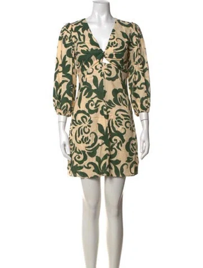 Pre-owned Misa Floral Print Mini Dress W/ Tags In Green