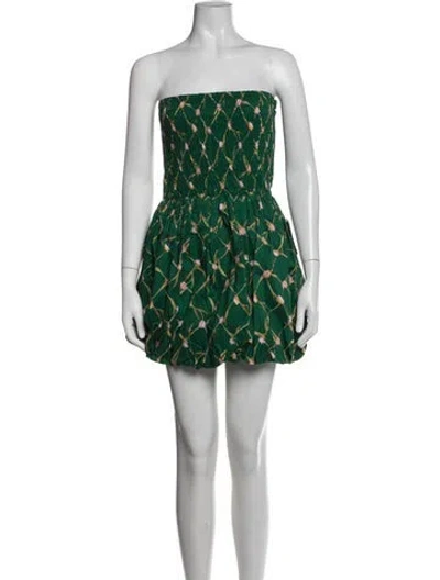 Pre-owned Misa Floral Print Mini Dress W/ Tags In Green