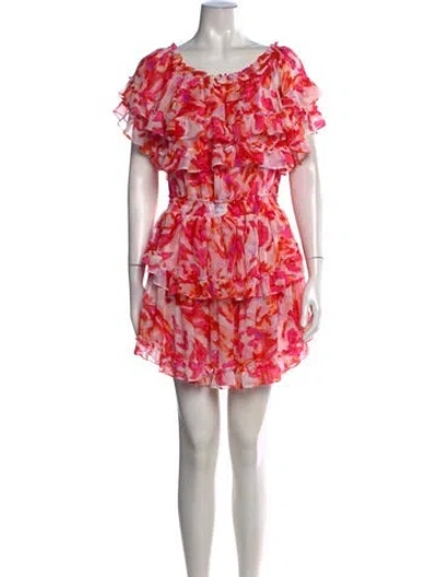 Pre-owned Misa Floral Print Mini Dress W/ Tags In Grey