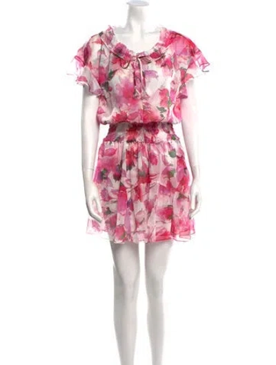 Pre-owned Misa Floral Print Mini Dress W/ Tags In Neutral