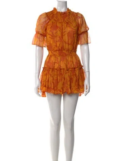Pre-owned Misa Floral Print Mini Dress W/ Tags In Orange