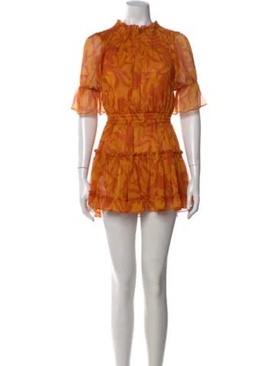 Pre-owned Misa Floral Print Mini Dress W/ Tags In Orange