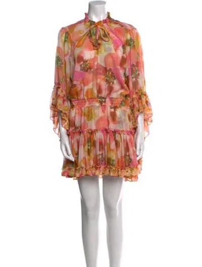 Pre-owned Misa Floral Print Mini Dress W/ Tags In Pink