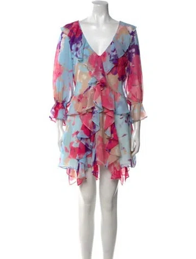 Pre-owned Misa Floral Print Mini Dress W/ Tags In Pink