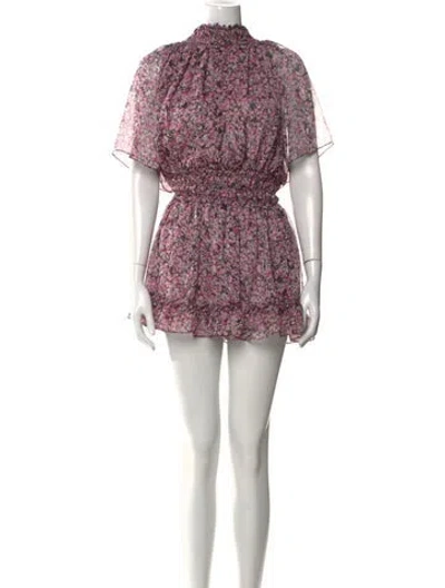 Pre-owned Misa Floral Print Mini Dress W/ Tags In Pink
