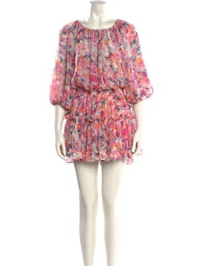 Pre-owned Misa Floral Print Mini Dress W/ Tags In Pink