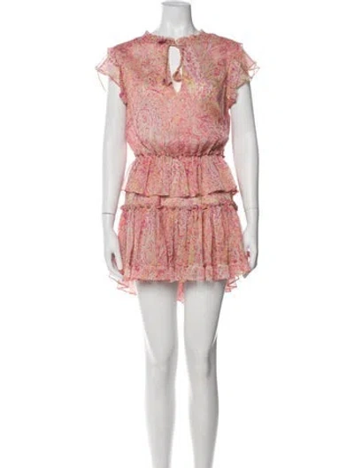 Pre-owned Misa Floral Print Mini Dress W/ Tags In Pink