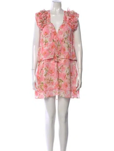 Pre-owned Misa Floral Print Mini Dress W/ Tags In Pink