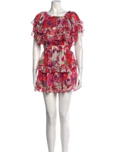 Pre-owned Misa Floral Print Mini Dress W/ Tags In Pink