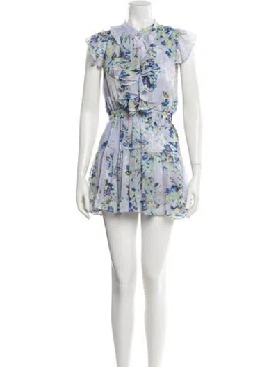 Pre-owned Misa Floral Print Mini Dress W/ Tags In Purple