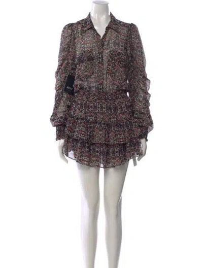 Pre-owned Misa Floral Print Mini Dress W/ Tags In Purple