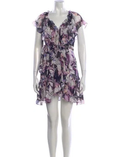 Pre-owned Misa Floral Print Mini Dress W/ Tags In Purple