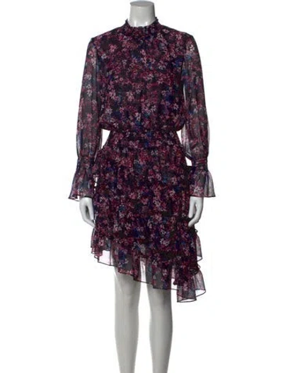 Pre-owned Misa Floral Print Mini Dress W/ Tags In Purple
