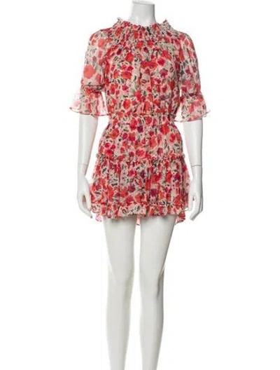 Pre-owned Misa Floral Print Mini Dress W/ Tags In Red