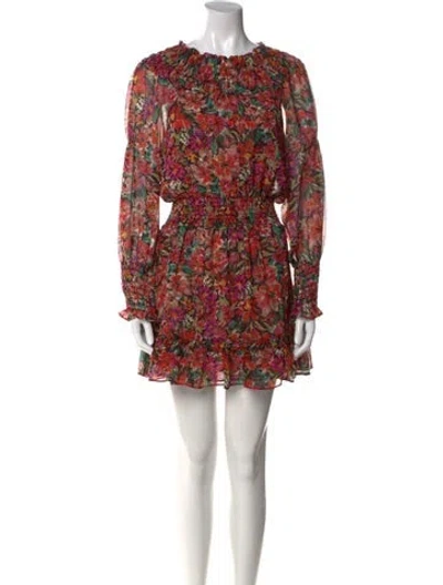 Pre-owned Misa Floral Print Mini Dress W/ Tags In Red