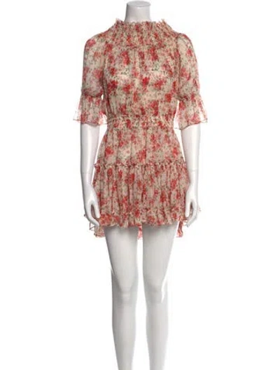 Pre-owned Misa Floral Print Mini Dress W/ Tags In Red