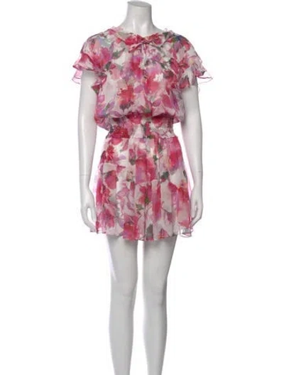 Pre-owned Misa Floral Print Mini Dress W/ Tags In Red