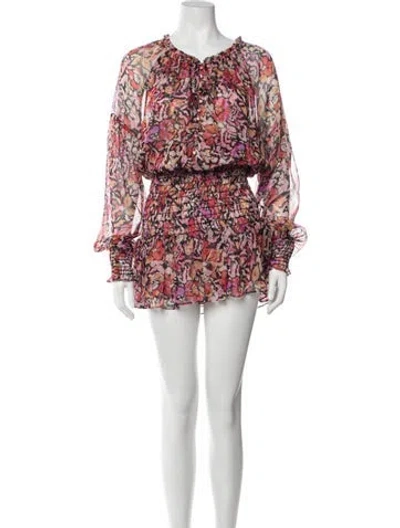 Pre-owned Misa Floral Print Mini Dress W/ Tags In Red
