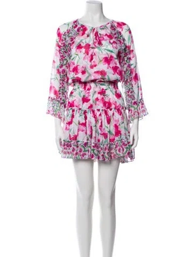 Pre-owned Misa Floral Print Mini Dress W/ Tags In White
