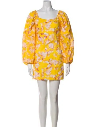 Pre-owned Misa Floral Print Mini Dress W/ Tags In Yellow