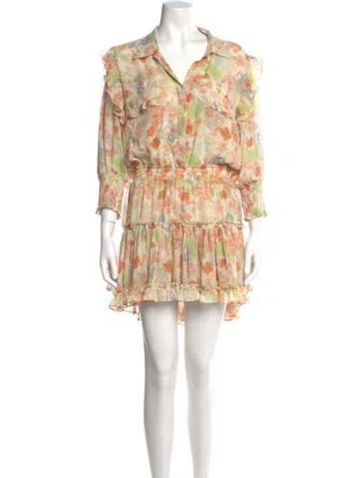 Pre-owned Misa Floral Print Mini Dress In White